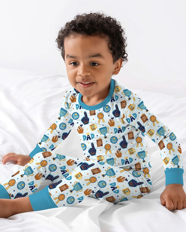 World's Best Dad Bamboo Two Piece Long Sleeve Pajama Set