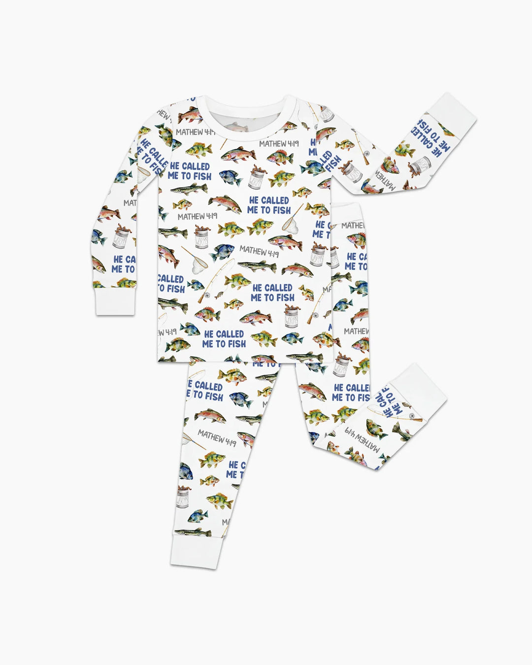 He Called Me To Fish Daddy & Me Matching Bamboo Two Piece Long Sleeve Pajama Set