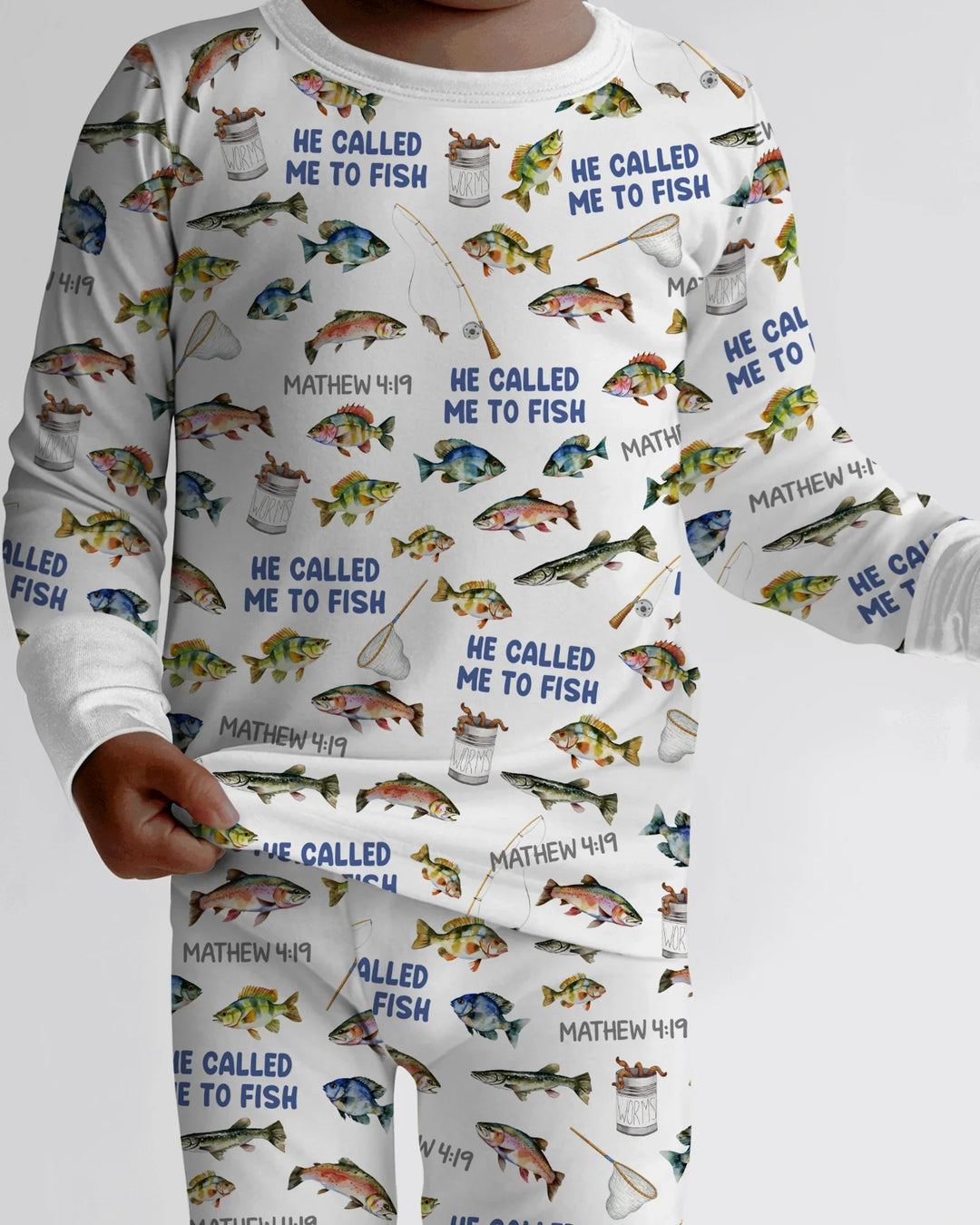 He Called Me To Fish Daddy & Me Matching Bamboo Two Piece Long Sleeve Pajama Set
