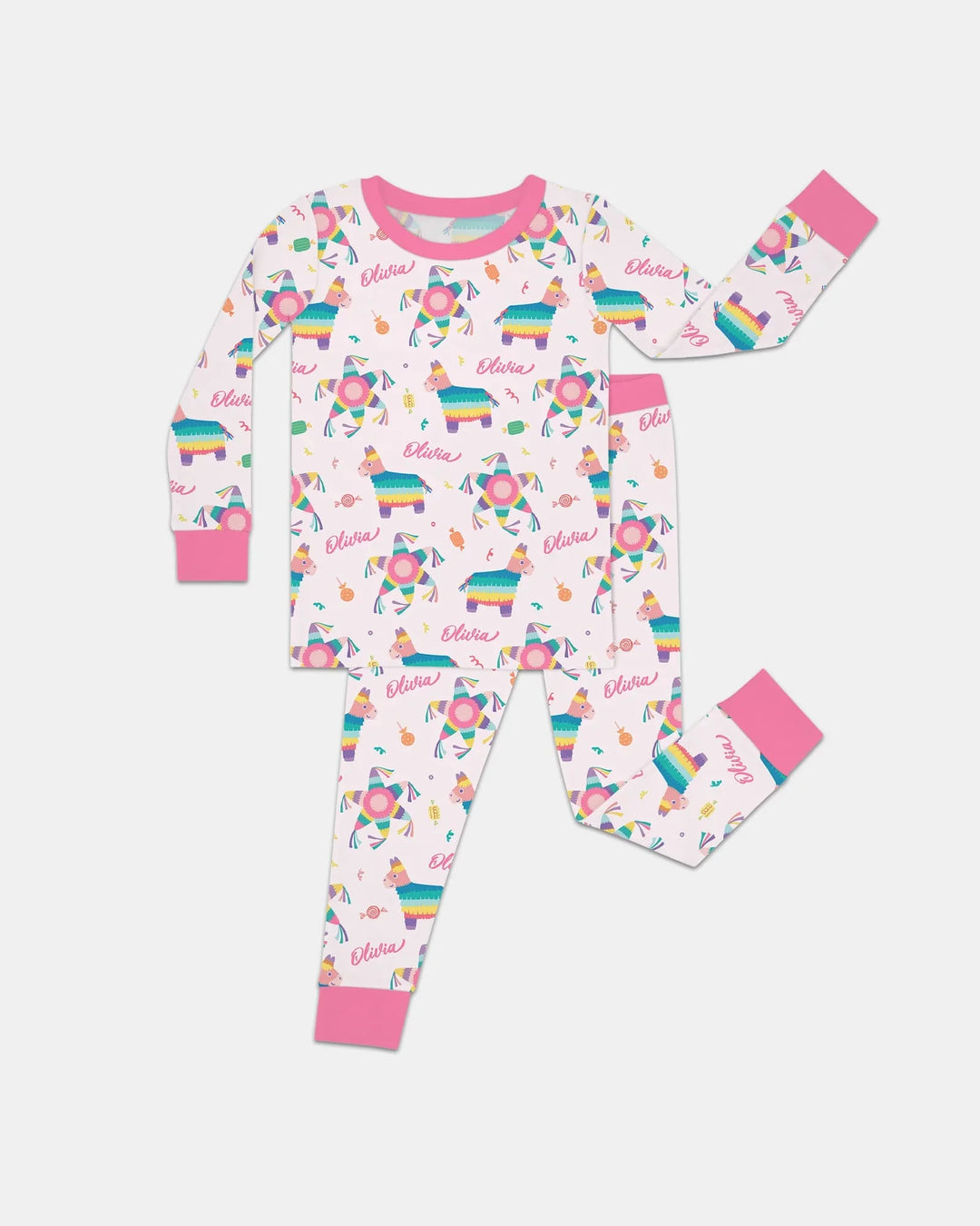 Custom Name Smash the Pinata Bamboo Two Piece Long Sleeve Pajama Set