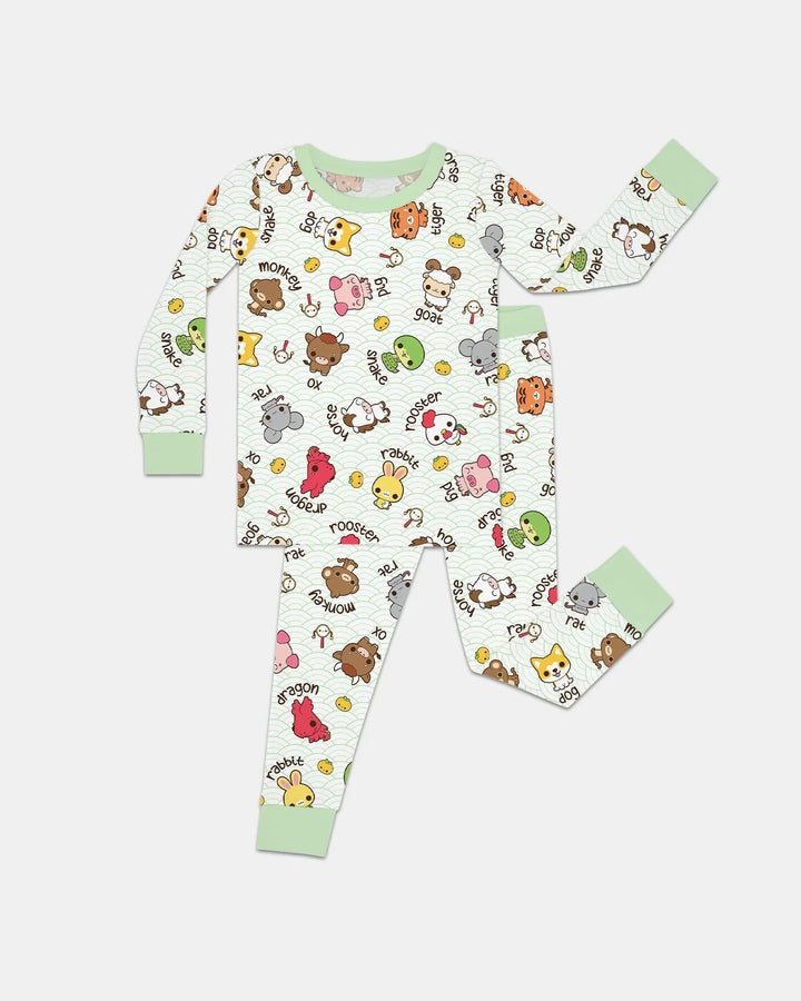 Kawaii Zodiac Bamboo Two Piece Long Sleeve Pajama Set
