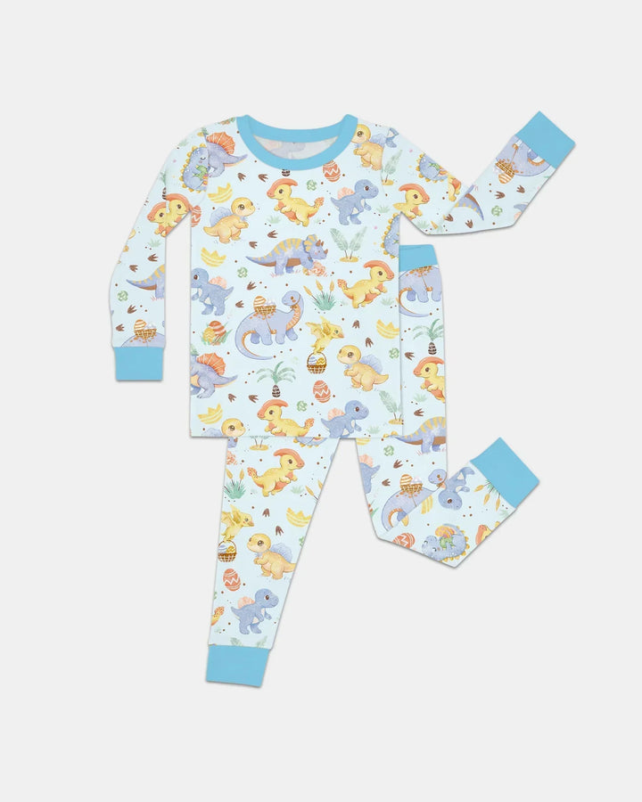 Dino Easter Bamboo Two Piece Long Sleeve Pajama Set