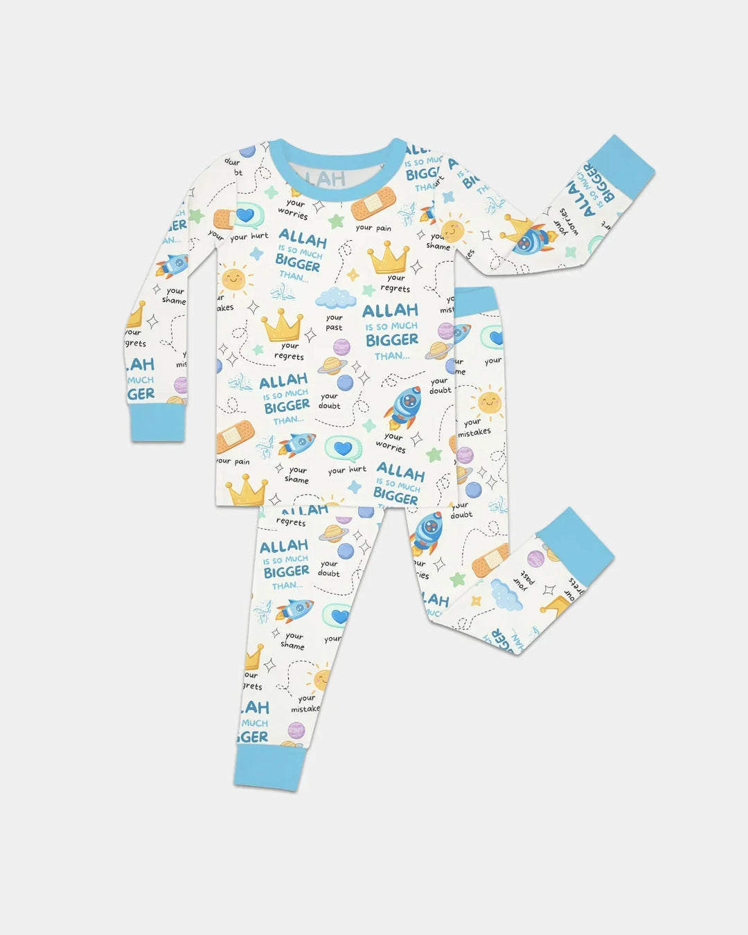 "Allah Is So Much Bigger Than..." Family Matching Bamboo Two Piece Long Sleeve Pajama Set