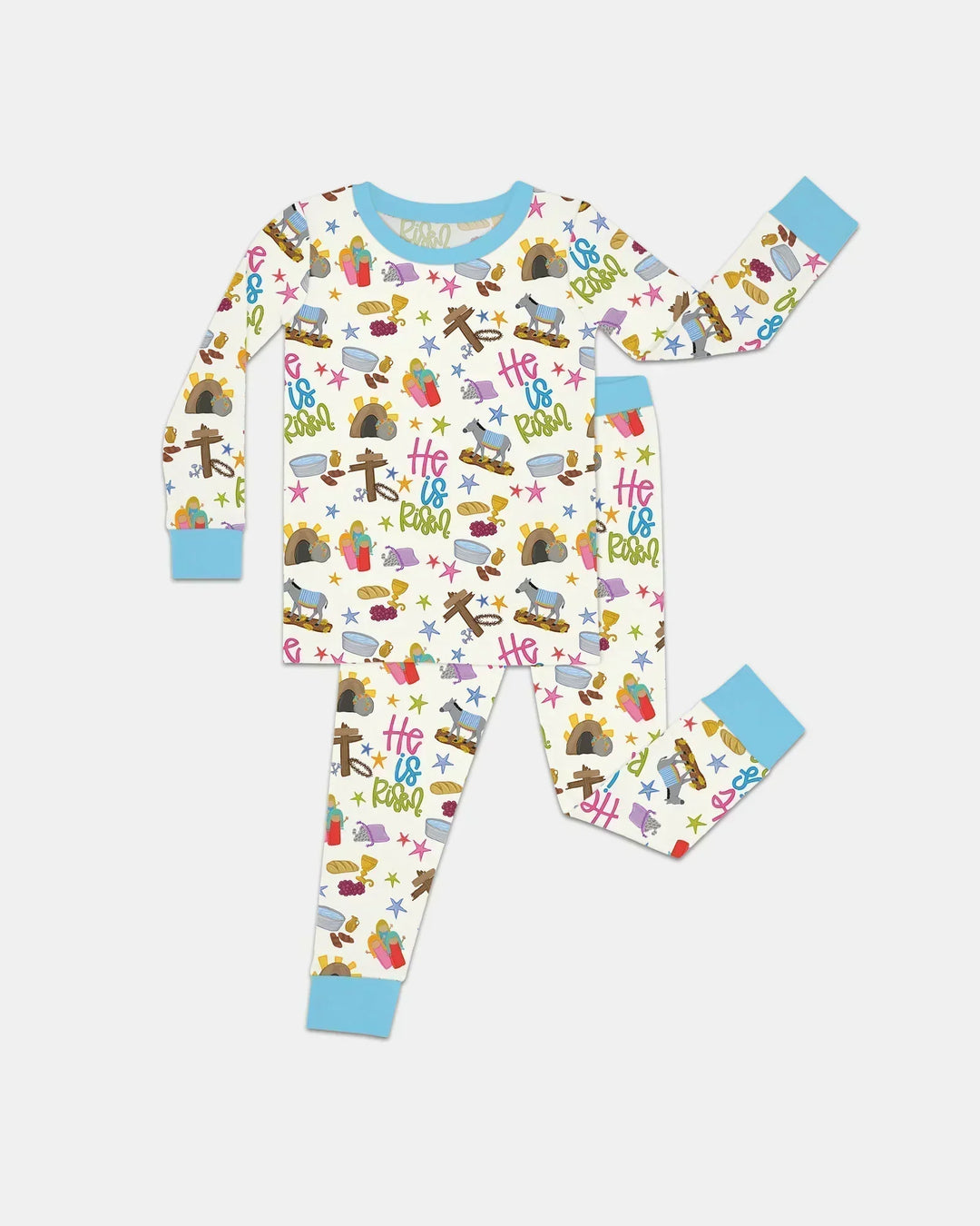 Bible Story Easter Family Matching Bamboo Two Piece Long Sleeve Pajama Set