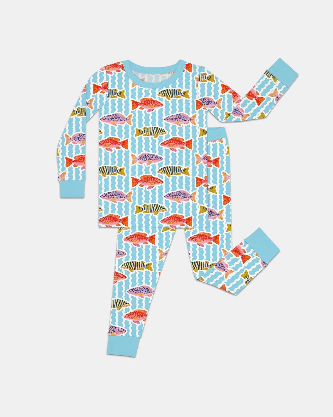 Preppy Fish Crew Bamboo Two Piece Long Sleeve Pajama Set