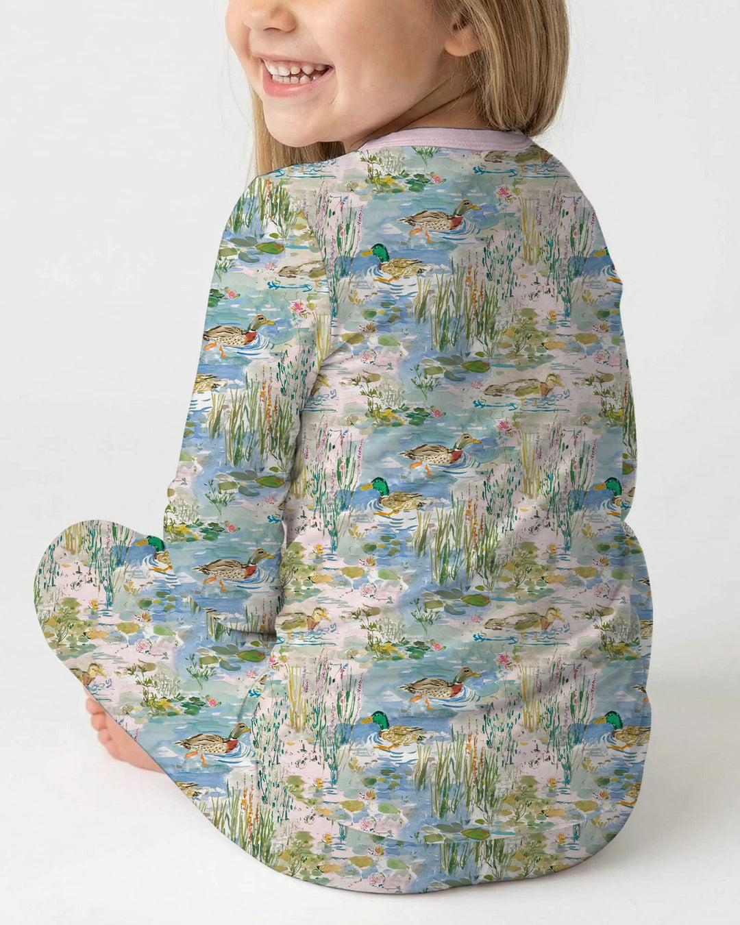 Watercolor Mallard Duck Bamboo Two Piece Long Sleeve Pajama Set