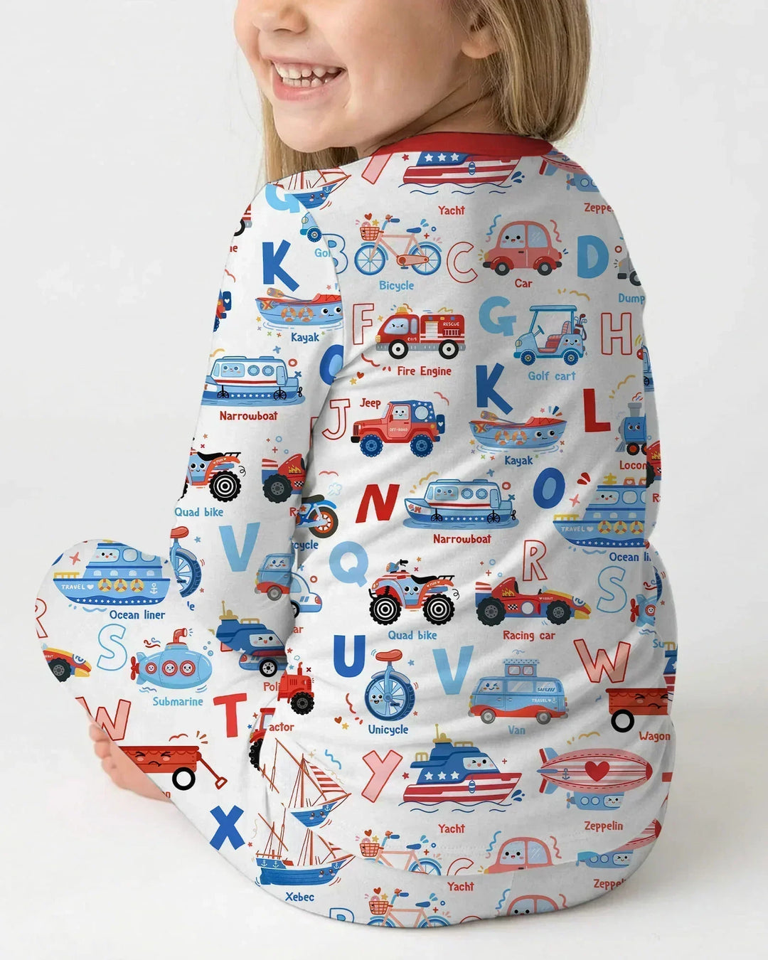 Patriotic Construction Bamboo Two Piece Long Sleeve Pajama Set