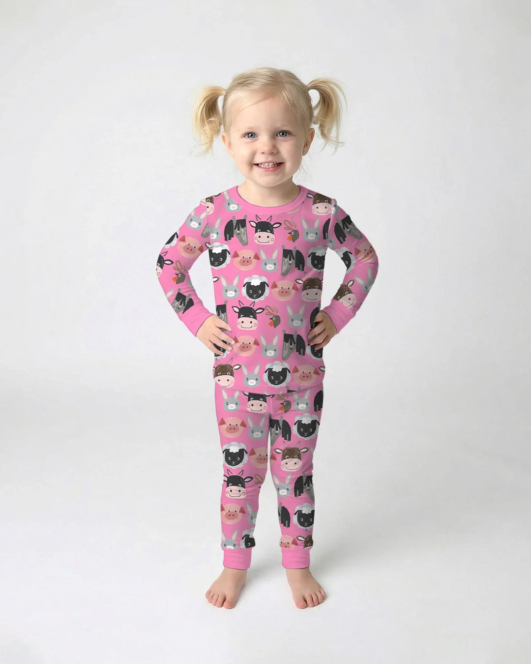 Farm Friends Family Matching Bamboo Two Piece Long Sleeve Pajama Set