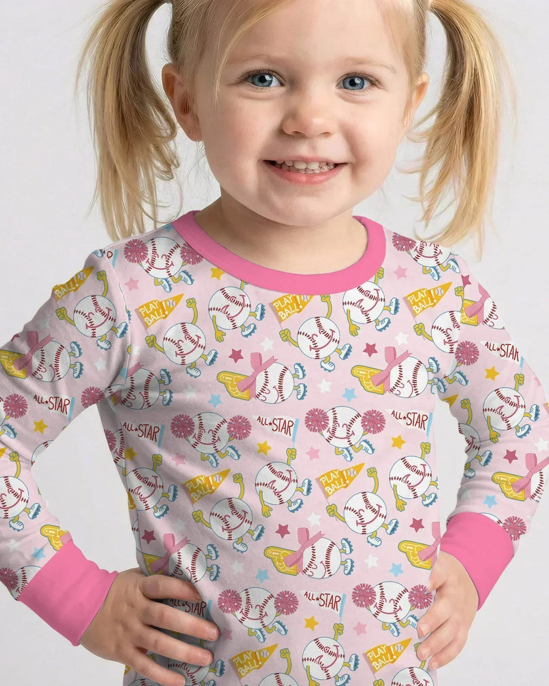 Baseball Crew Bamboo Two Piece Long Sleeve Pajama Set