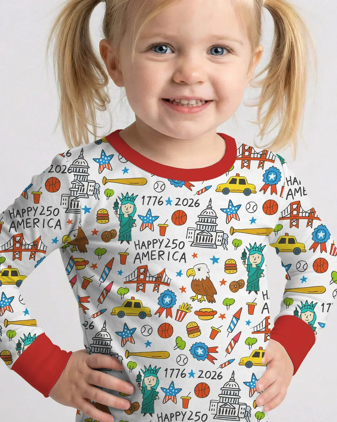 Happy 250 America 7626 Bamboo Two Piece Long Sleeve Pajama Set