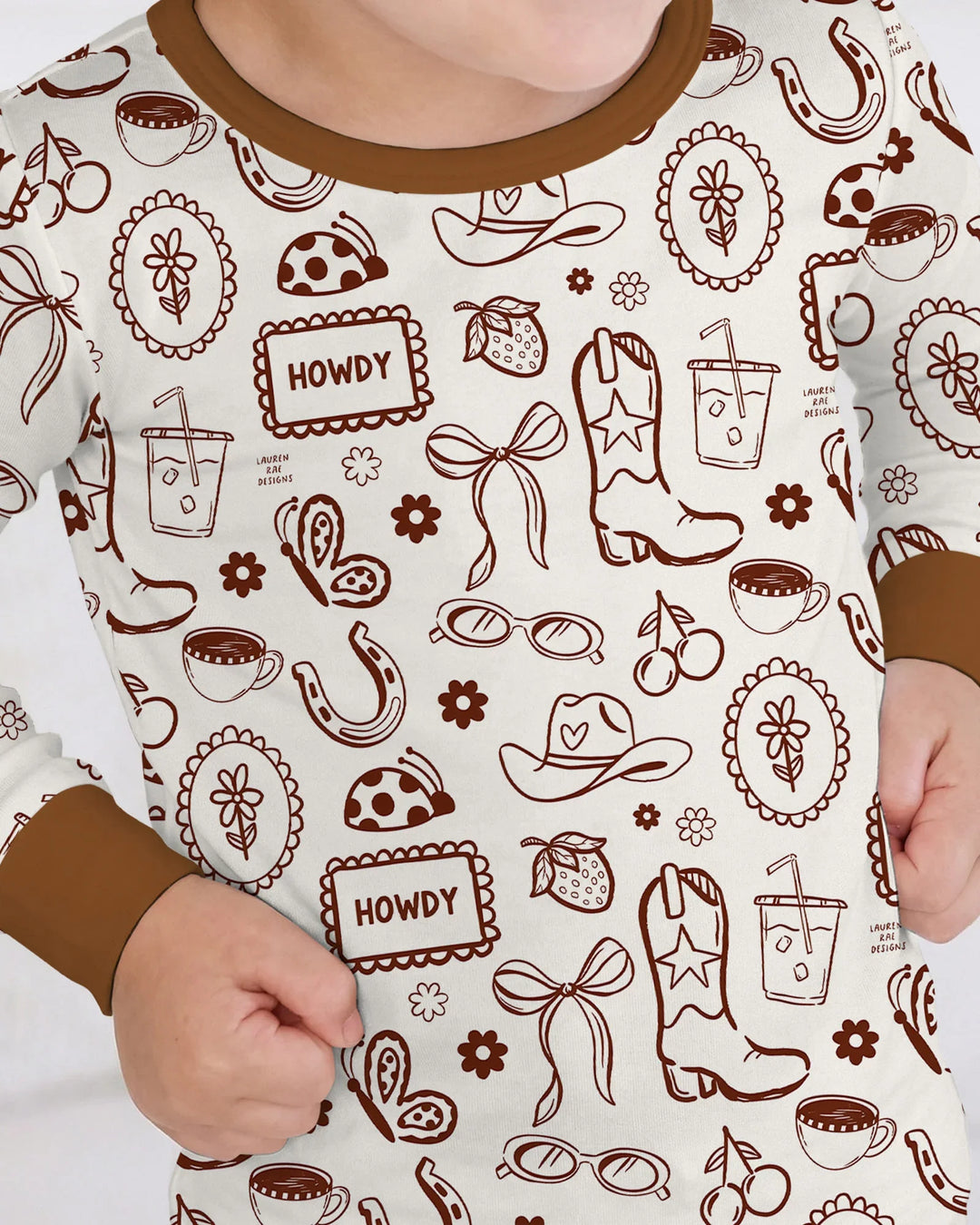 Doodle Wild West Cowgirl Bamboo Two Piece Long Sleeve Pajama Set