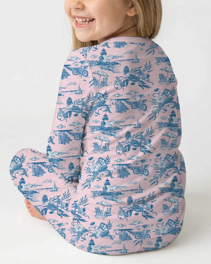 Summer Toile Bamboo Two Piece Long Sleeve Pajama Set