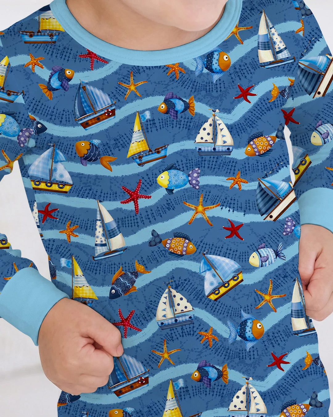 Blue Sail La Vie Family Matching Bamboo Two Piece Long Sleeve Pajama Set