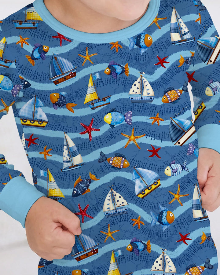 Blue Sail La Vie Family Matching Bamboo Two Piece Long Sleeve Pajama Set