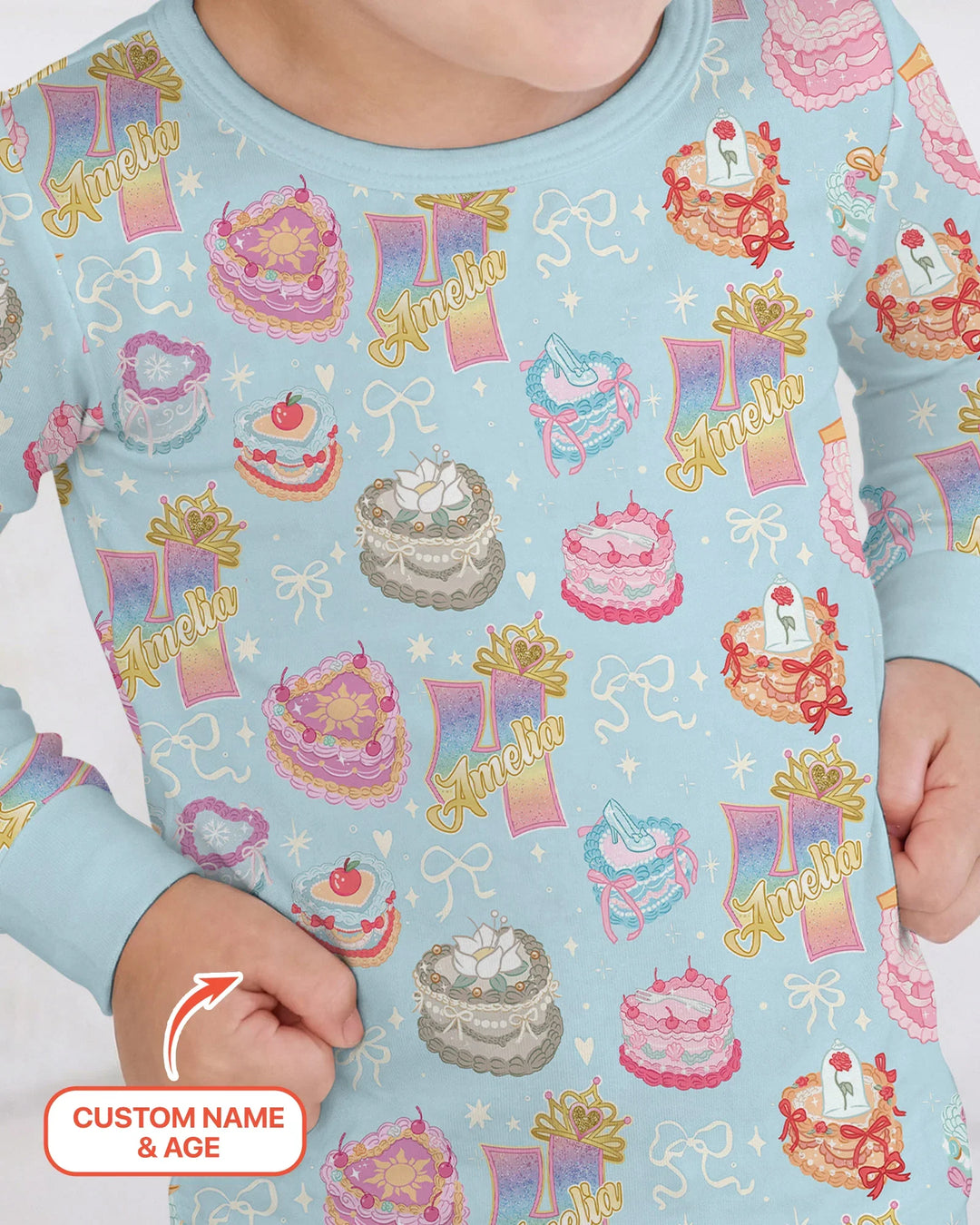Custom Princess Baby Birthday Bamboo Two Piece Long Sleeve Pajama Set
