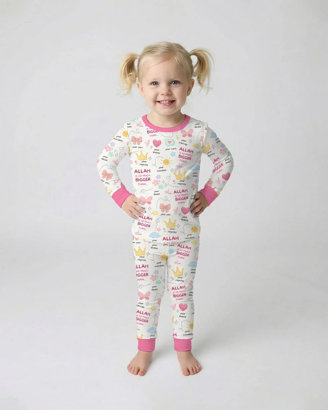 "Allah Is So Much Bigger Than..." Family Matching Bamboo Two Piece Long Sleeve Pajama Set