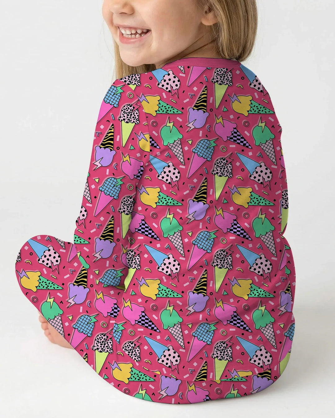Summer Retro Ice Creams Family Matching Bamboo Two Piece Long Sleeve Pajama Set