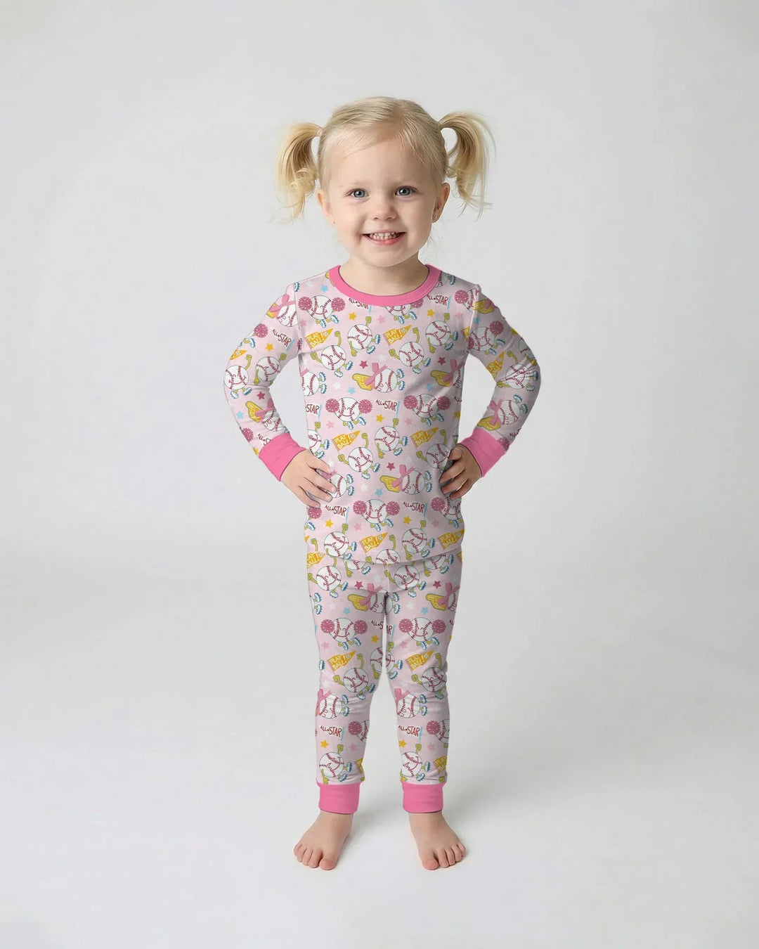 Baseball Crew Bamboo Two Piece Long Sleeve Pajama Set