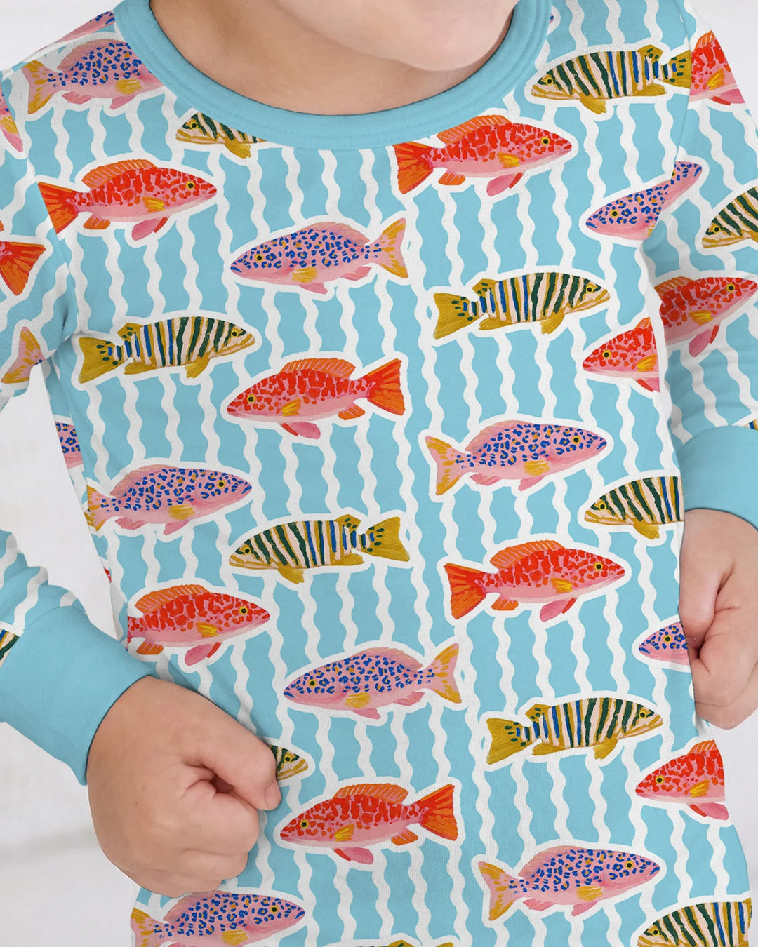 Preppy Fish Crew Bamboo Two Piece Long Sleeve Pajama Set