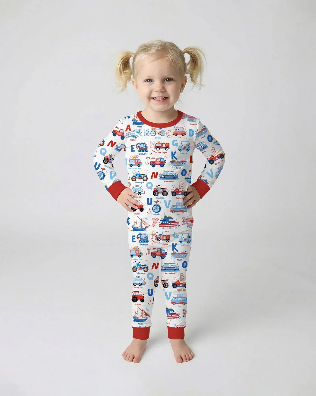 Patriotic Construction Bamboo Two Piece Long Sleeve Pajama Set