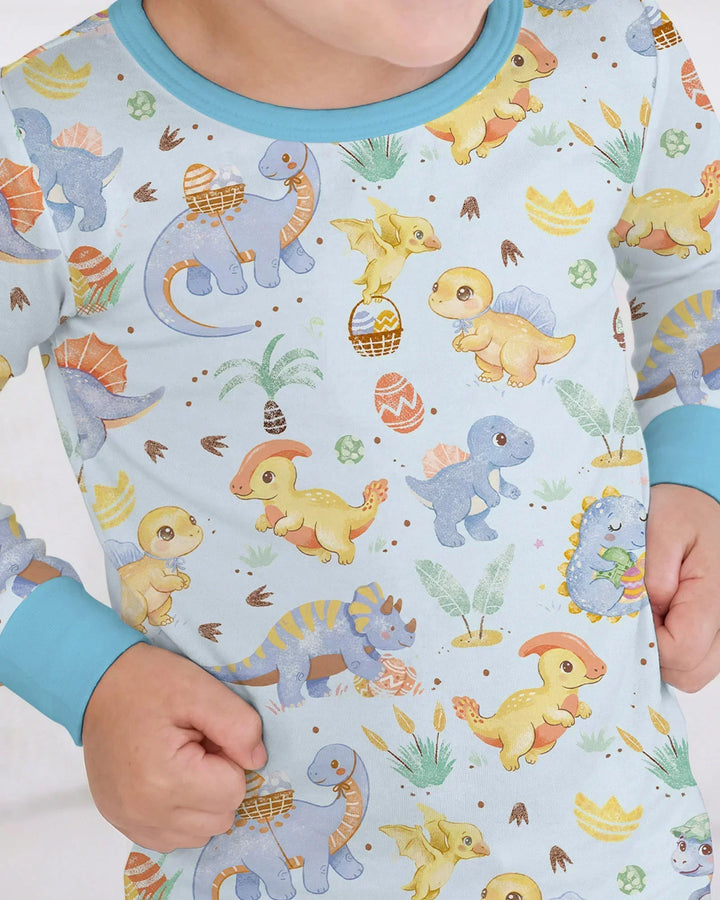 Dino Easter Bamboo Two Piece Long Sleeve Pajama Set
