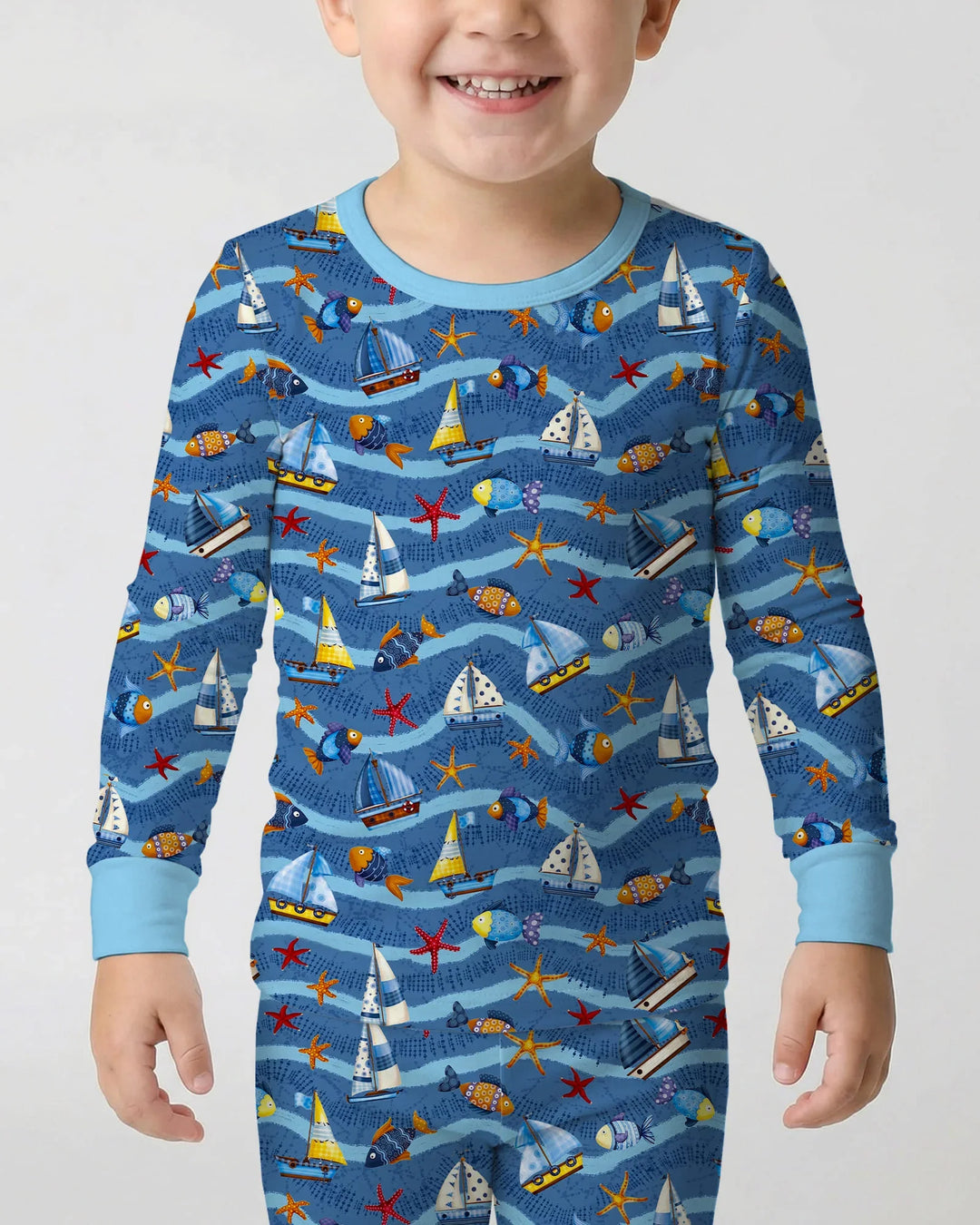 Blue Sail La Vie Family Matching Bamboo Two Piece Long Sleeve Pajama Set