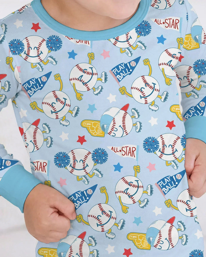 Baseball Crew Bamboo Two Piece Long Sleeve Pajama Set