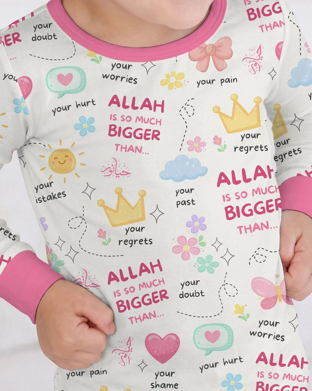 "Allah Is So Much Bigger Than..." Family Matching Bamboo Two Piece Long Sleeve Pajama Set