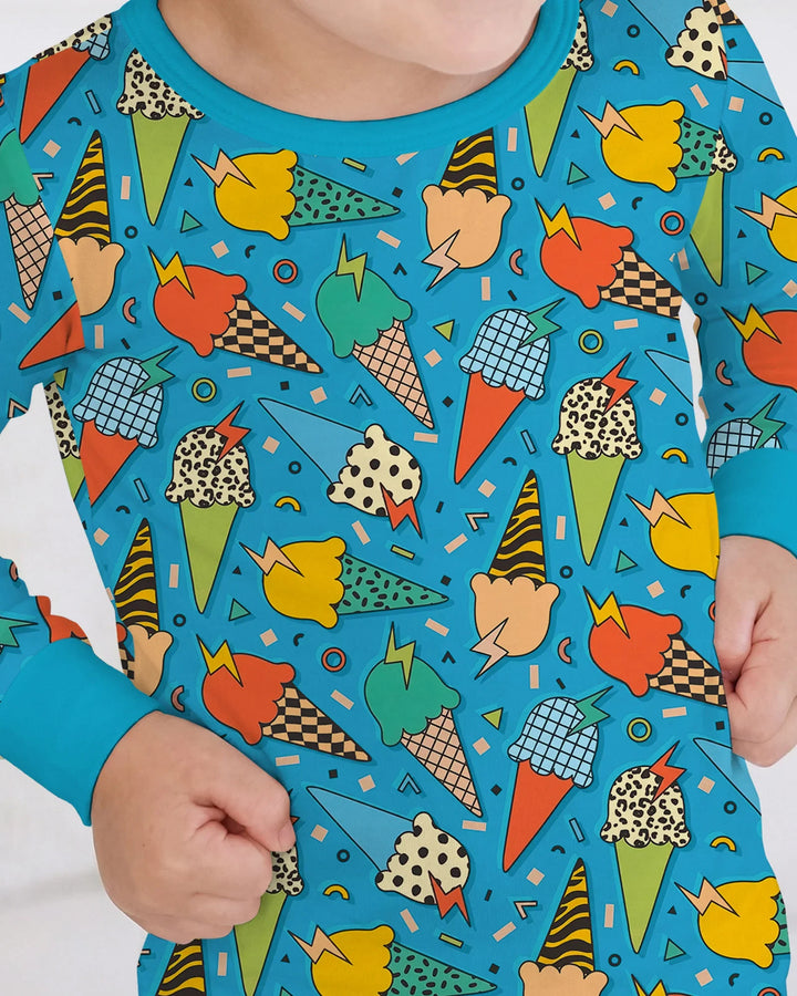 Summer Retro Ice Creams Family Matching Bamboo Two Piece Long Sleeve Pajama Set