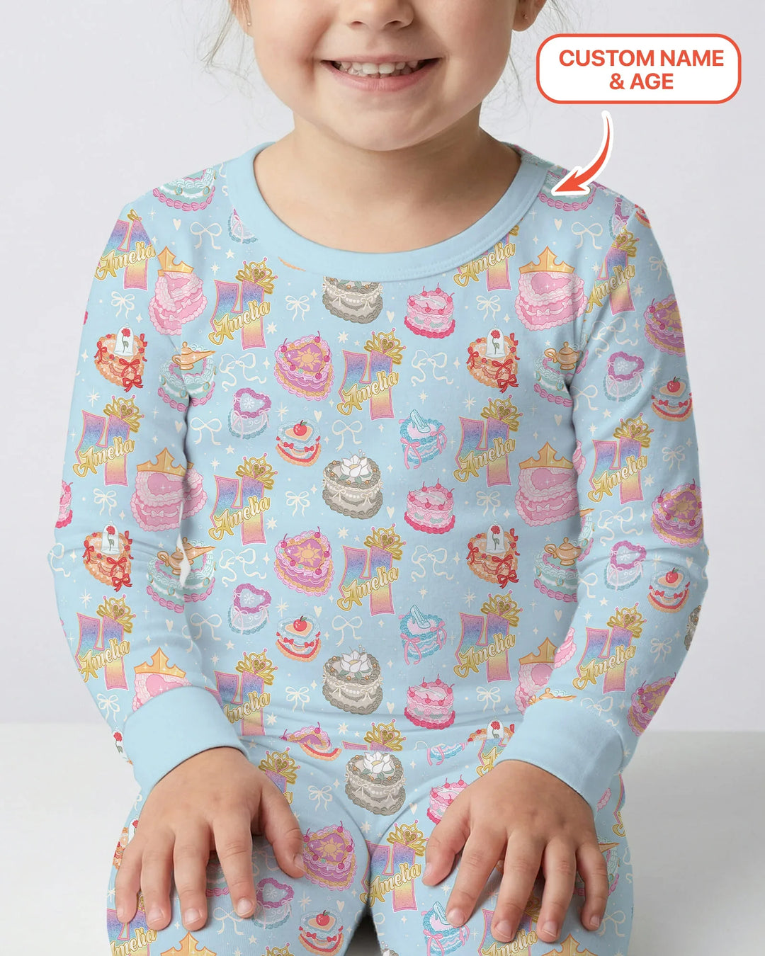 Custom Princess Baby Birthday Bamboo Two Piece Long Sleeve Pajama Set