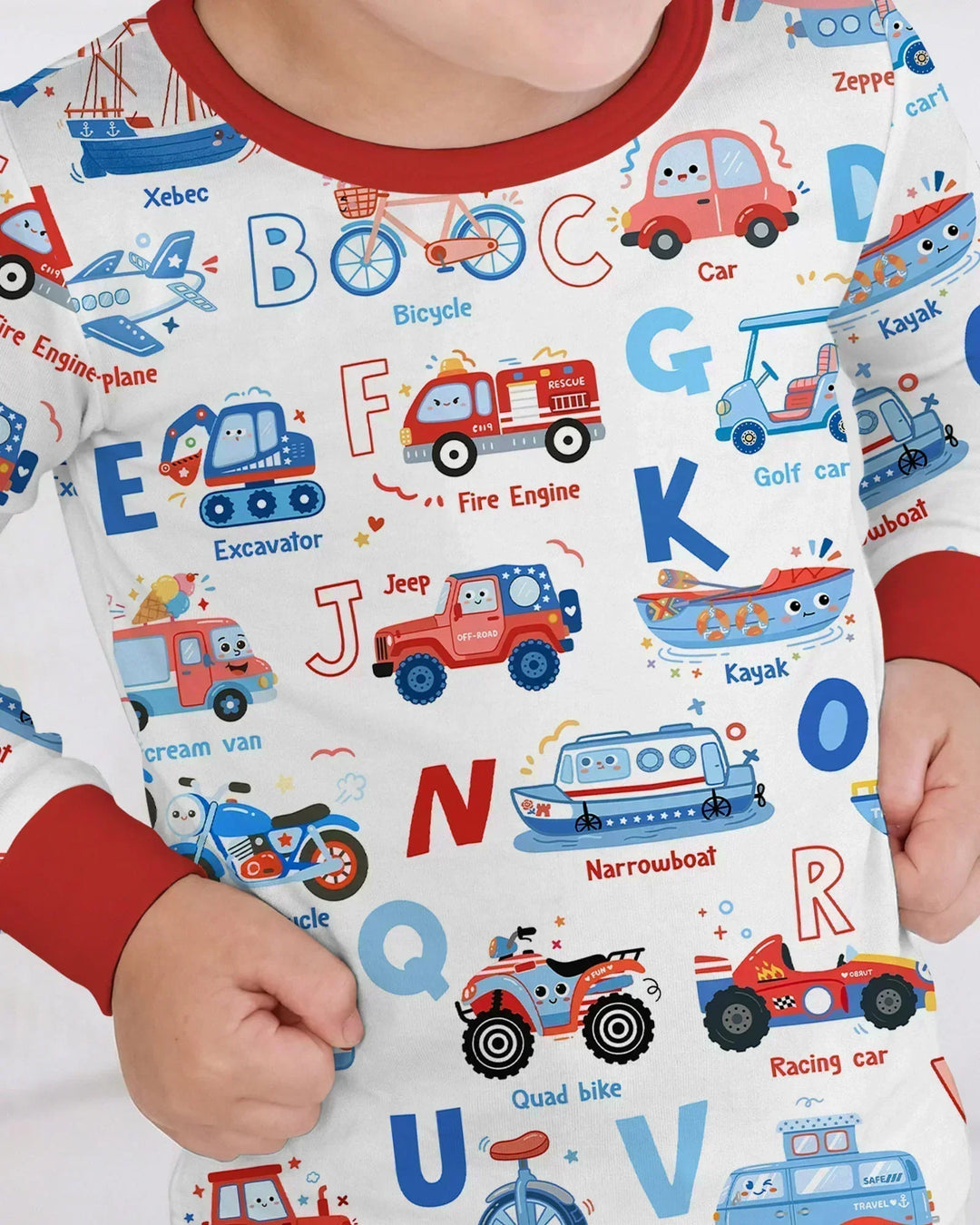 Patriotic Construction Bamboo Two Piece Long Sleeve Pajama Set