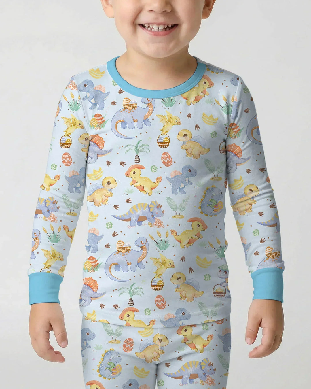 Dino Easter Bamboo Two Piece Long Sleeve Pajama Set