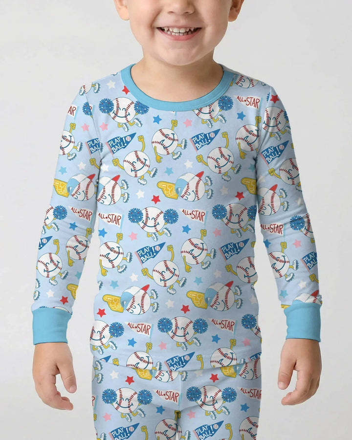 Baseball Crew Bamboo Two Piece Long Sleeve Pajama Set