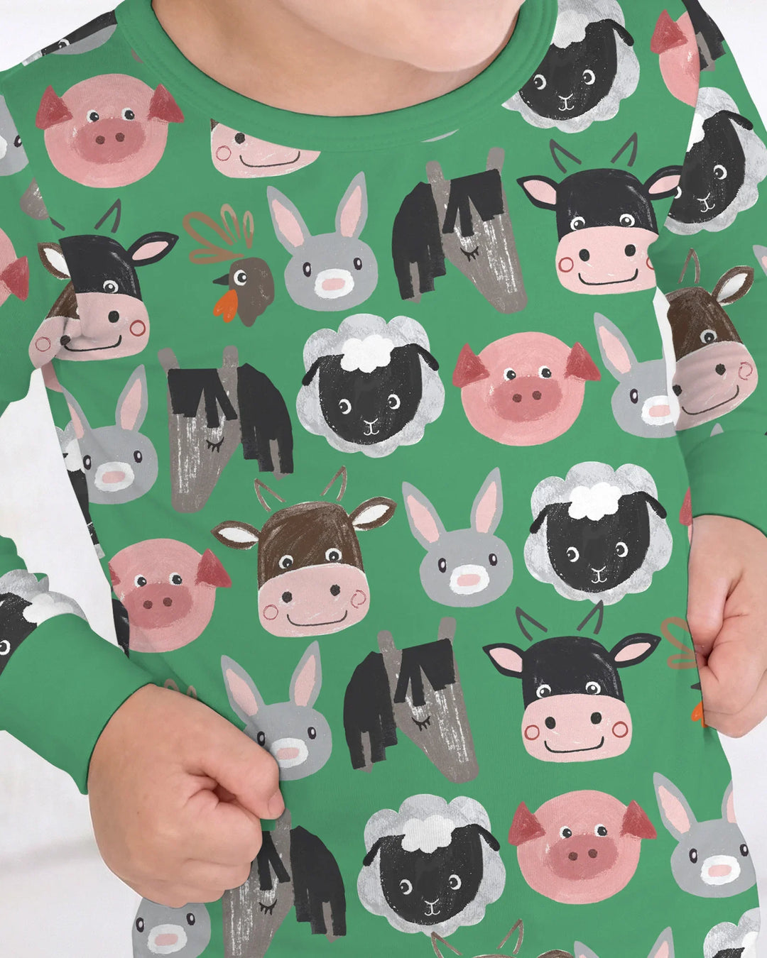 Farm Friends Family Matching Bamboo Two Piece Long Sleeve Pajama Set