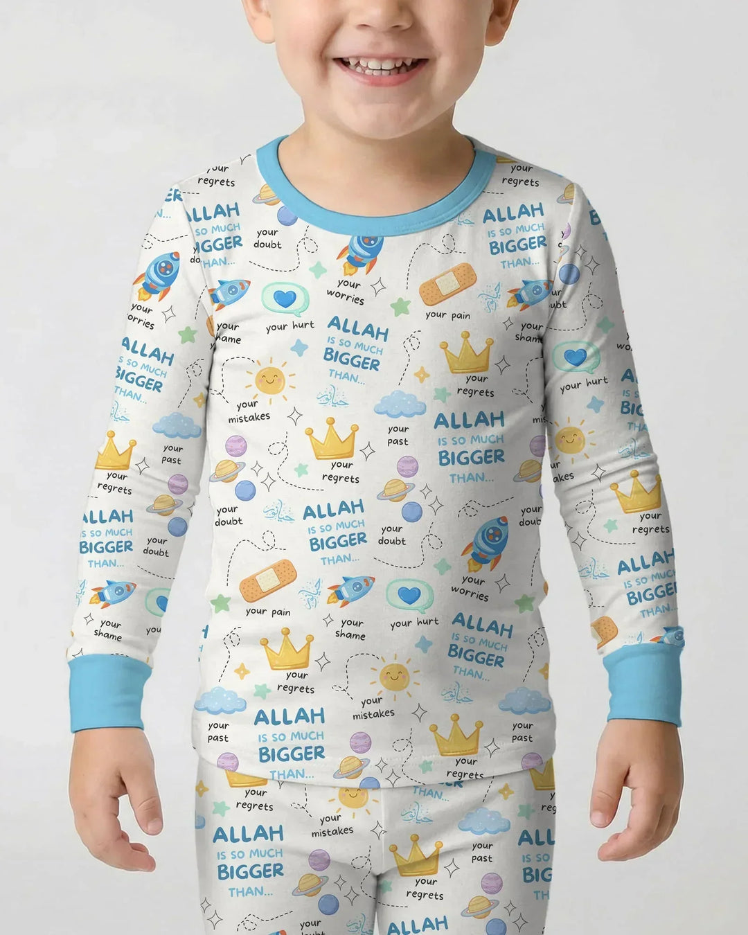 "Allah Is So Much Bigger Than..." Family Matching Bamboo Two Piece Long Sleeve Pajama Set