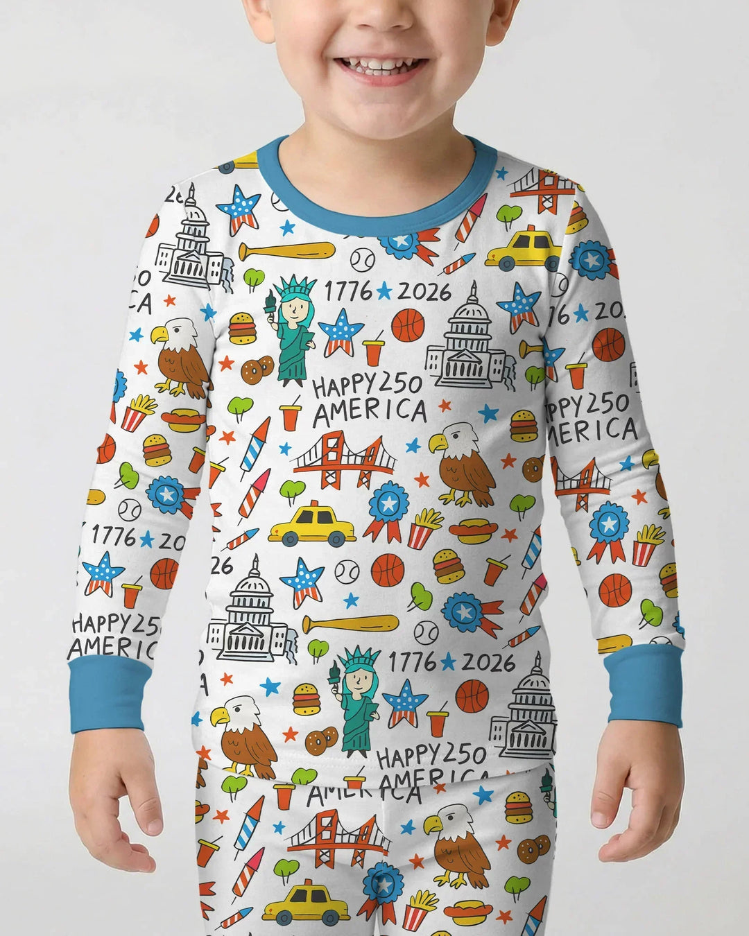 Happy 250 America 7626 Bamboo Two Piece Long Sleeve Pajama Set