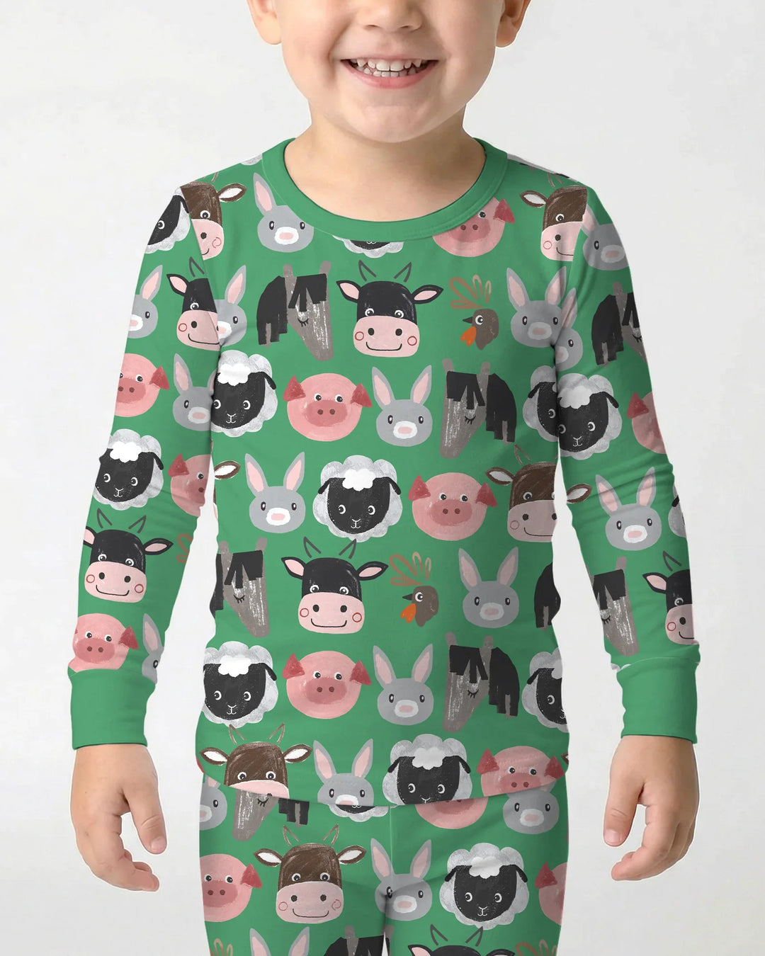 Farm Friends Family Matching Bamboo Two Piece Long Sleeve Pajama Set