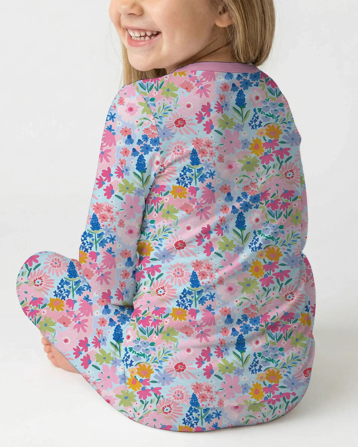 Little Flower Garden Matching Bamboo Two Piece Long Sleeve Pajama Set
