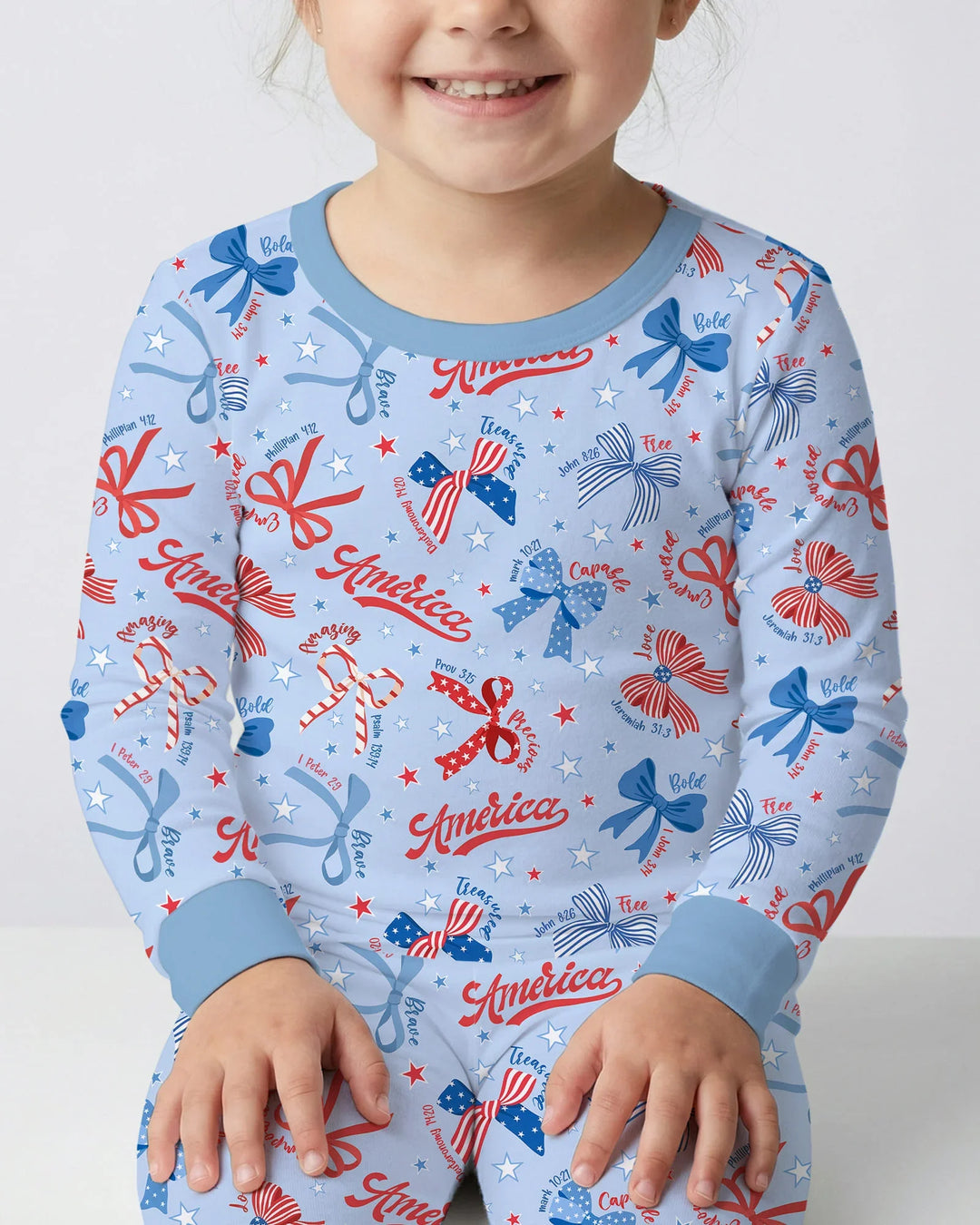 Girly Patriotic Bamboo Two Piece Long Sleeve Pajama Set