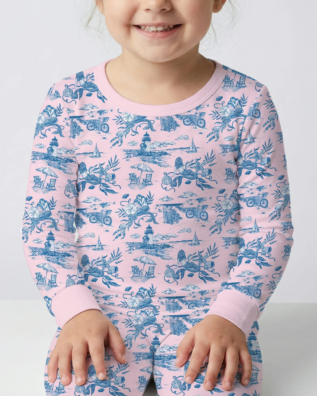 Summer Toile Bamboo Two Piece Long Sleeve Pajama Set
