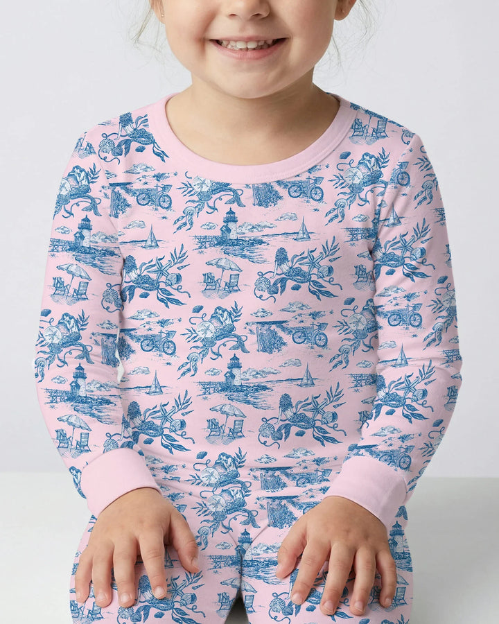 Summer Toile Bamboo Two Piece Long Sleeve Pajama Set