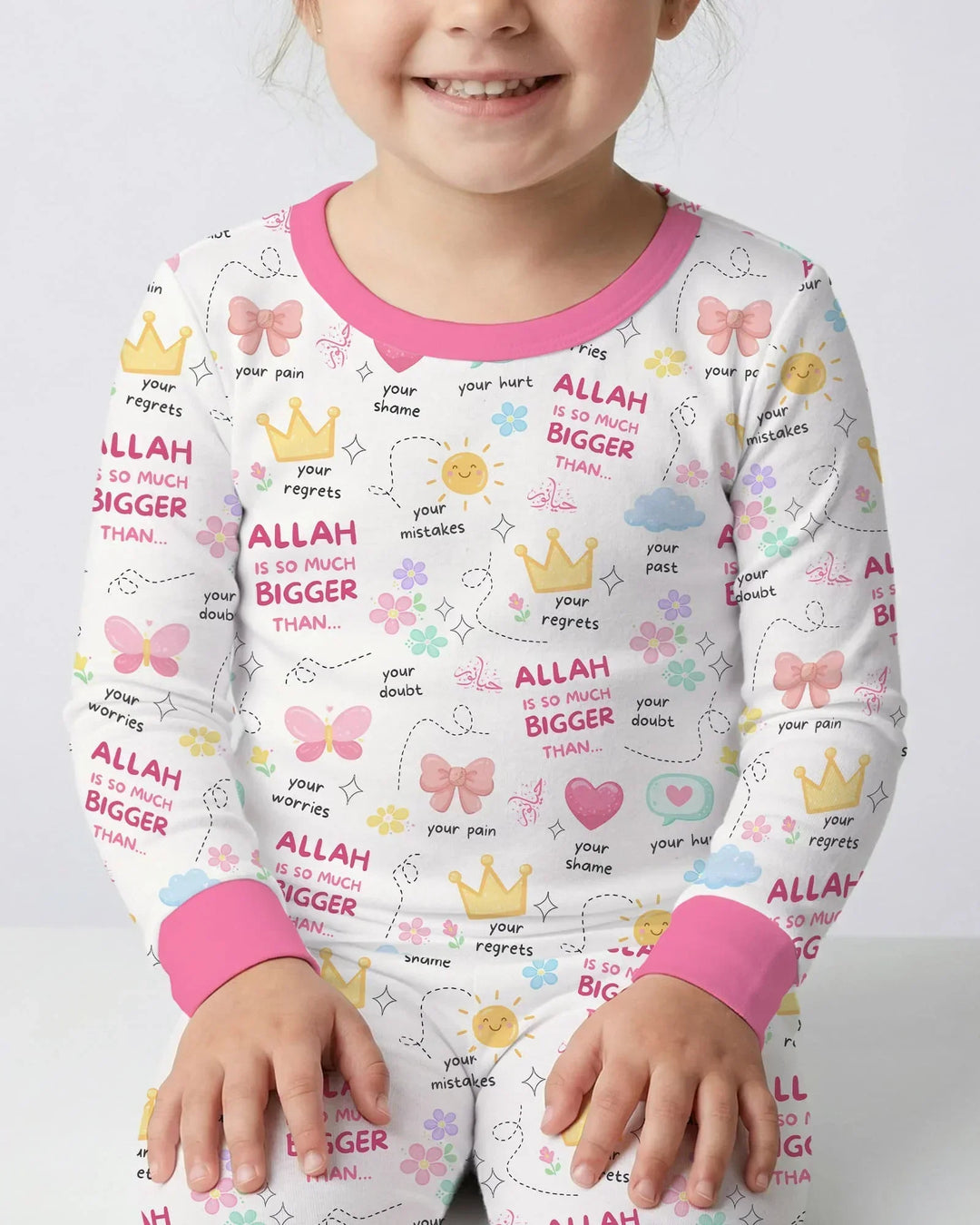 "Allah Is So Much Bigger Than..." Family Matching Bamboo Two Piece Long Sleeve Pajama Set