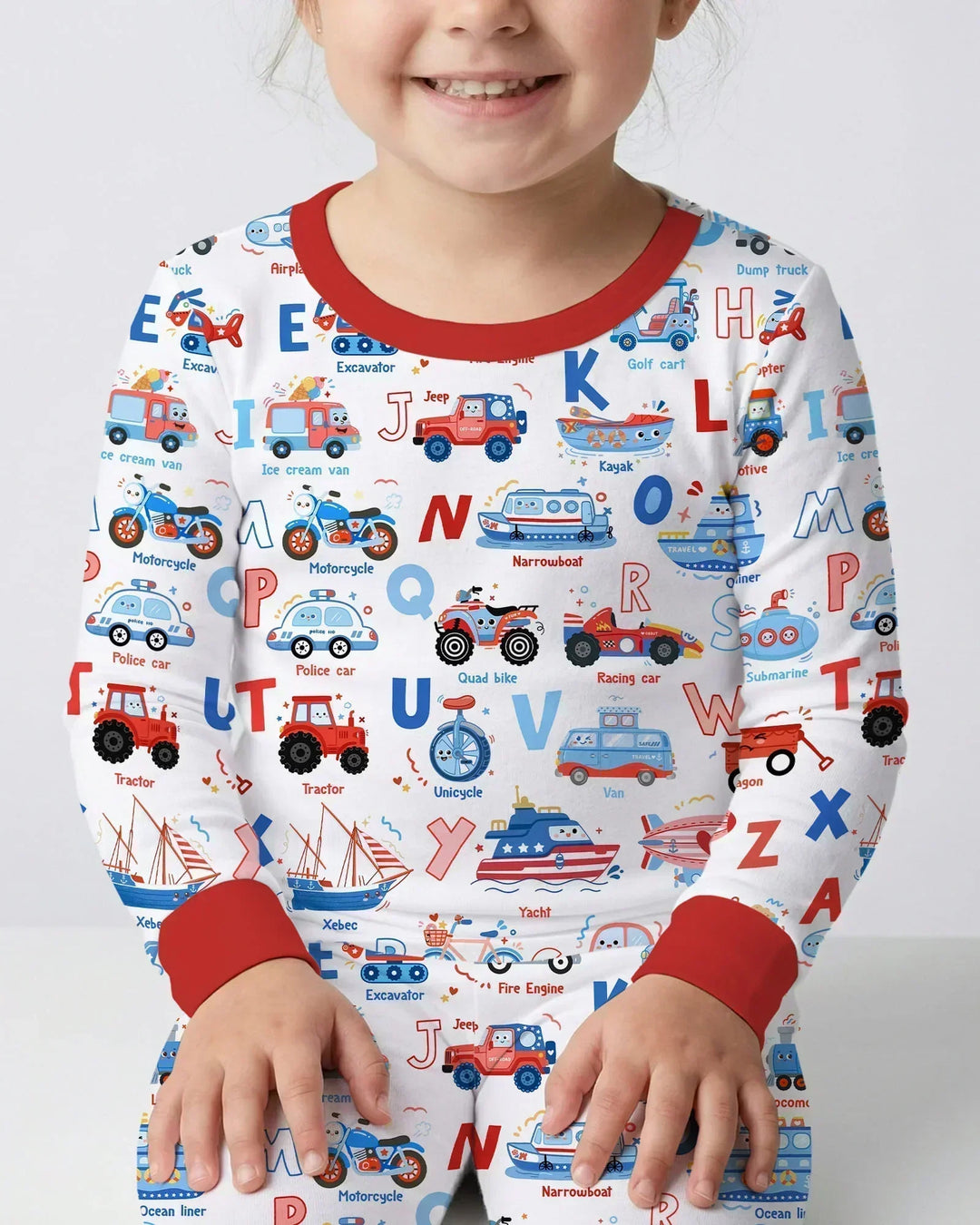 Patriotic Construction Bamboo Two Piece Long Sleeve Pajama Set