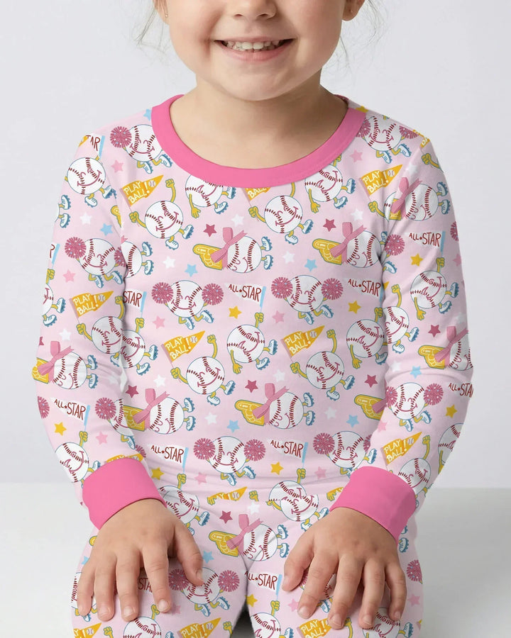 Baseball Crew Bamboo Two Piece Long Sleeve Pajama Set
