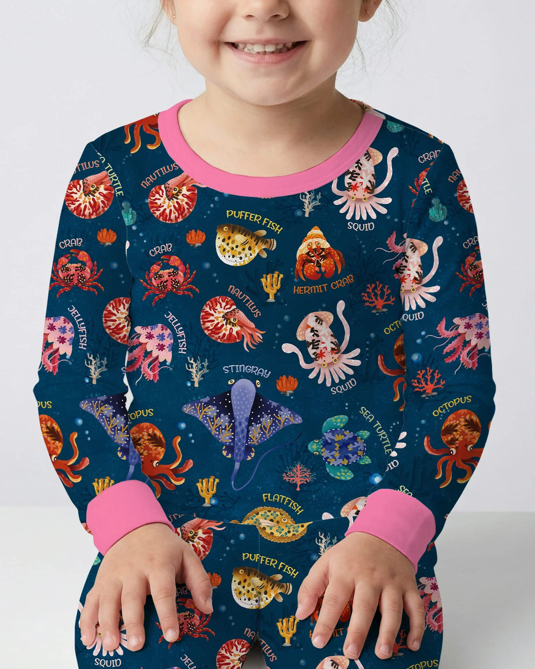 Deep Blue Wonders Bamboo Two Piece Long Sleeve Pajama Set