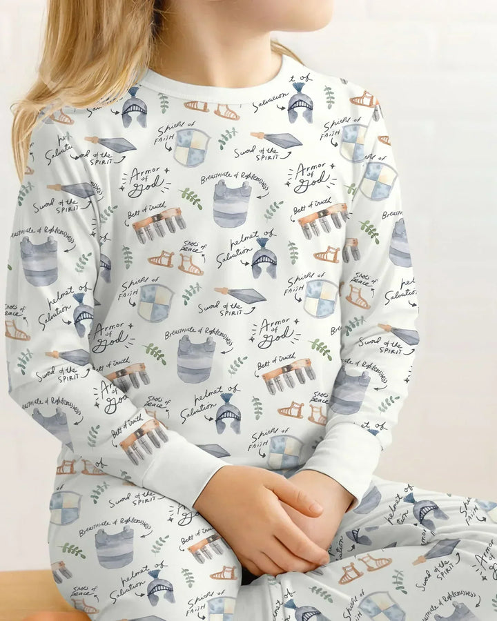 Ephesians 6:10-18 Armor of God Bamboo Two Piece Long Sleeve Pajama Set
