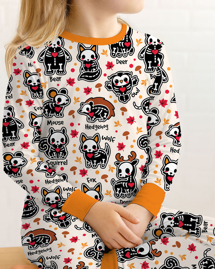 Autumn Charm Skeleton Cute Pet Bamboo Two Piece Long Sleeve Pajama Set