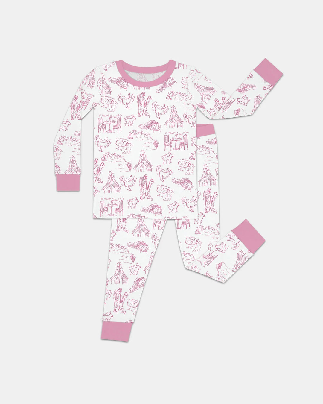 Psalm 23 Sketch Bamboo Two Piece Long Sleeve Pajama Set