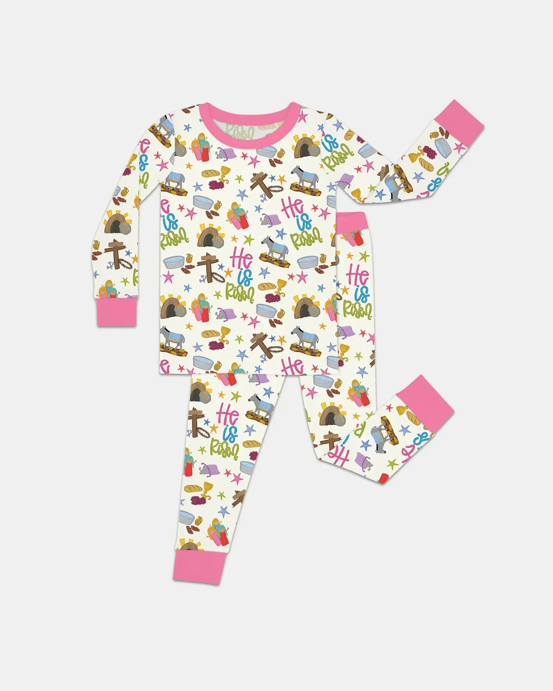 Bible Story Easter Family Matching Bamboo Two Piece Long Sleeve Pajama Set