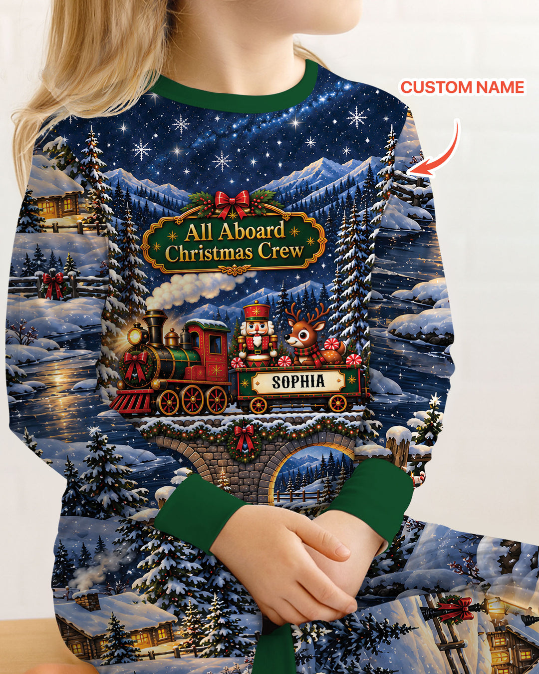All Aboard Christmas Crew Bamboo Two Piece Long Sleeve Pajama Set